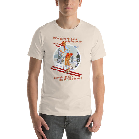 Skis, Sports Pin-Up, Short-Sleeve Unisex T-Shirt