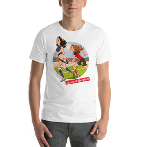 Japan & Belgium, Football Pin-Up, Short-Sleeve Unisex T-Shirt