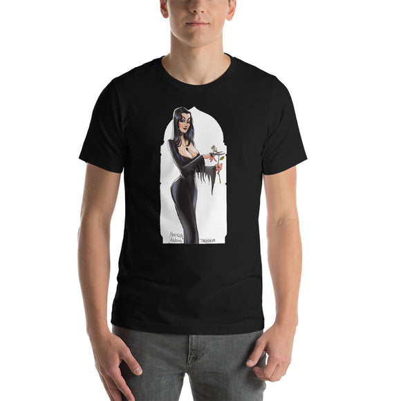 Morticia Addams, Halloween Girls Pin-Up, Short-Sleeve Unisex T-Shirt