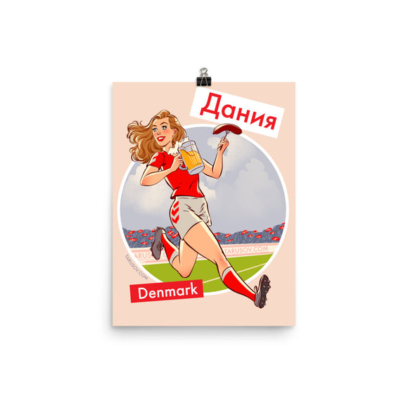 Denmark, Footbal Pin-Up, Poster